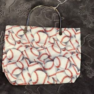 New Baseball Print Small Tote